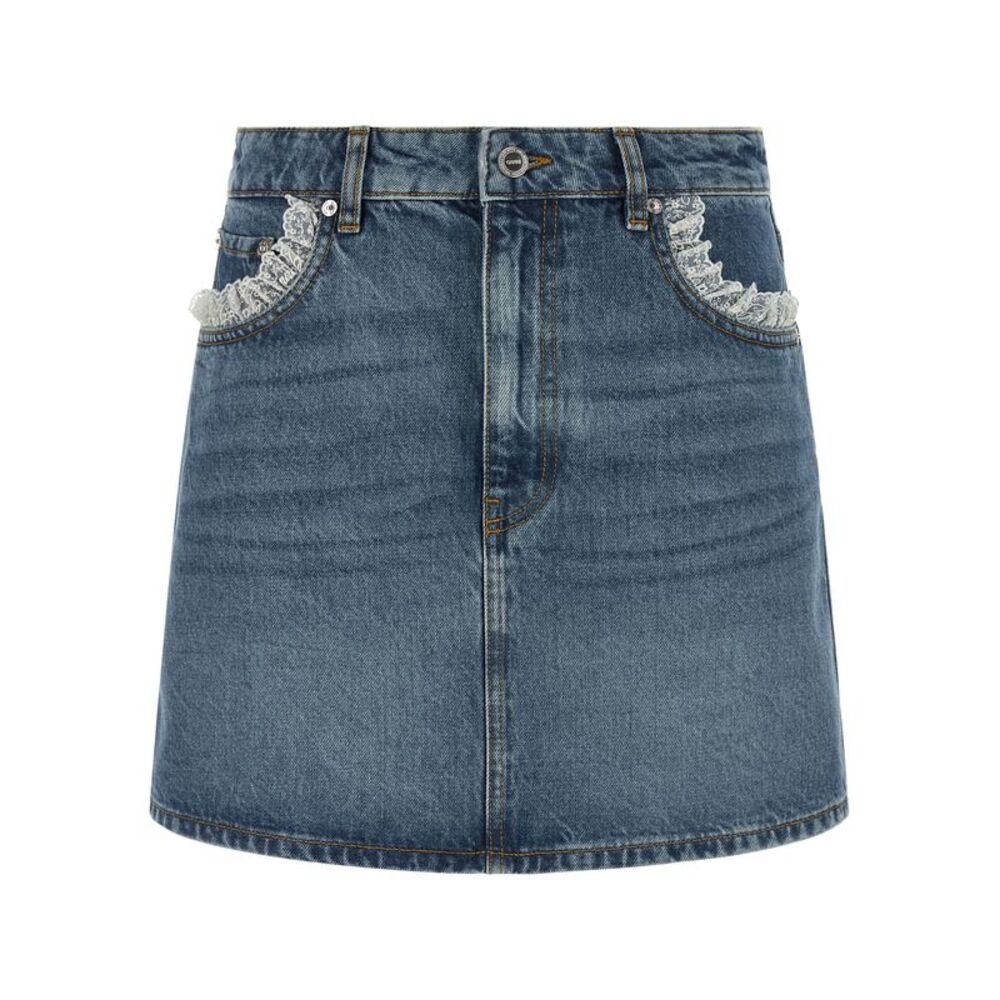 Ganni Blue Cotton Long Women's Skirt